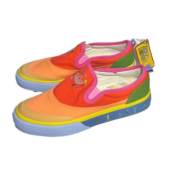 Adidas Rainbow Pride Colorful Colorblock Love Unites Nizza Slip On Mens Sneakers main image 8